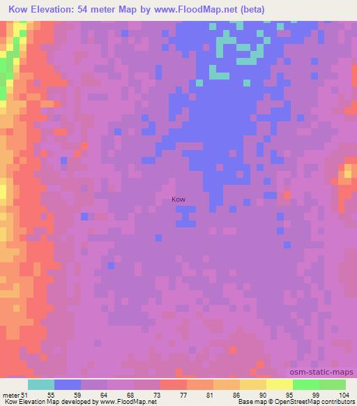 Kow,Mauritania Elevation Map