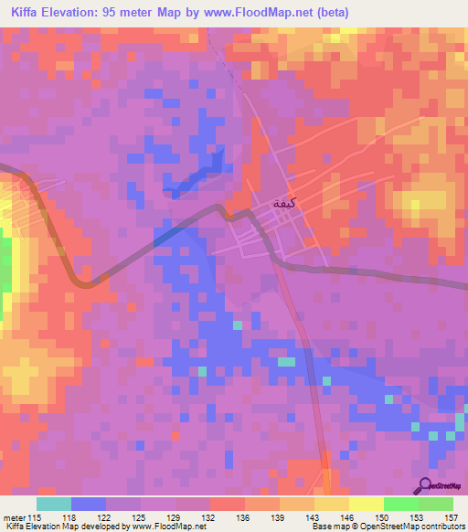 Kiffa,Mauritania Elevation Map