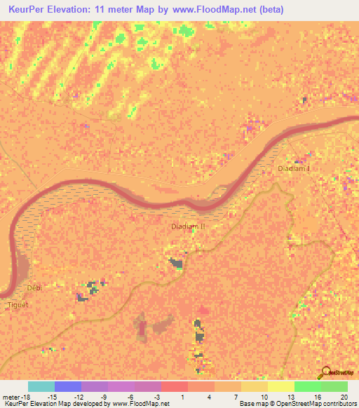 KeurPer,Mauritania Elevation Map