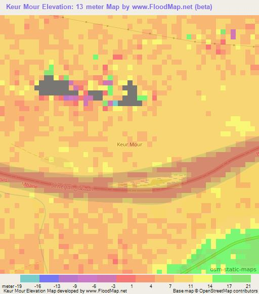 Keur Mour,Mauritania Elevation Map