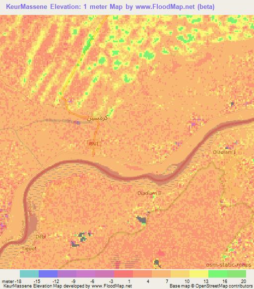 KeurMassene,Mauritania Elevation Map