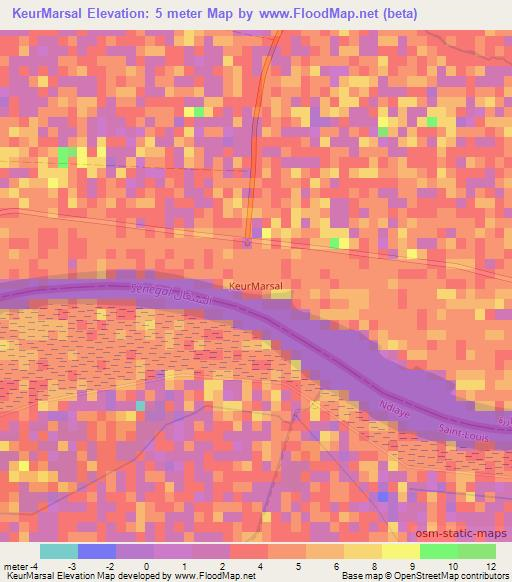 KeurMarsal,Mauritania Elevation Map