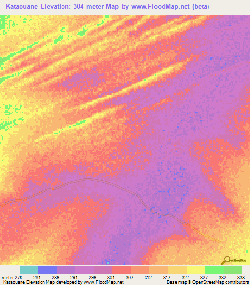 Kataouane,Mauritania Elevation Map