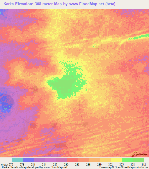 Karka,Mauritania Elevation Map