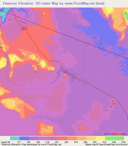 Ekamour,Mauritania Elevation Map