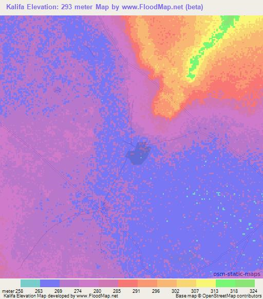 Kalifa,Mauritania Elevation Map