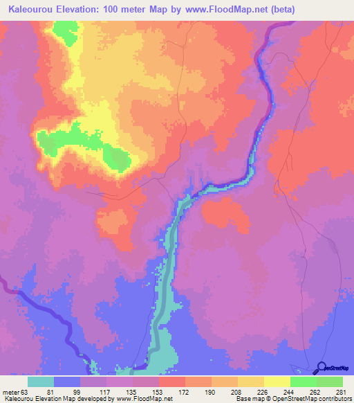 Kaleourou,Mauritania Elevation Map