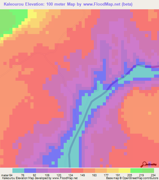 Kaleourou,Mauritania Elevation Map