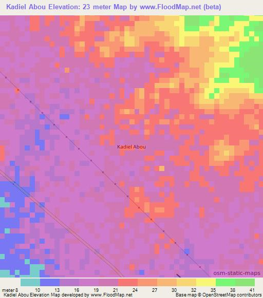 Kadiel Abou,Mauritania Elevation Map