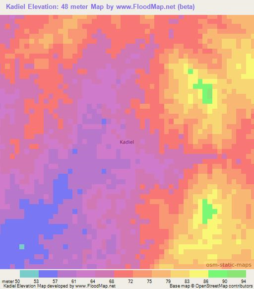 Kadiel,Mauritania Elevation Map