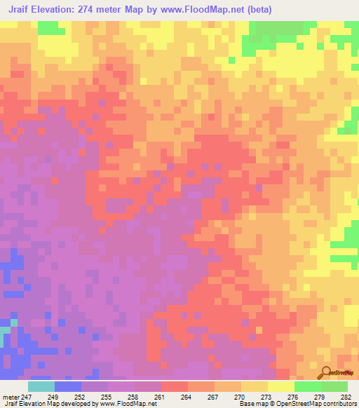 Jraif,Mauritania Elevation Map