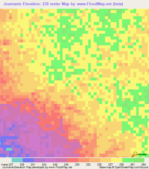 Joumanie,Mauritania Elevation Map