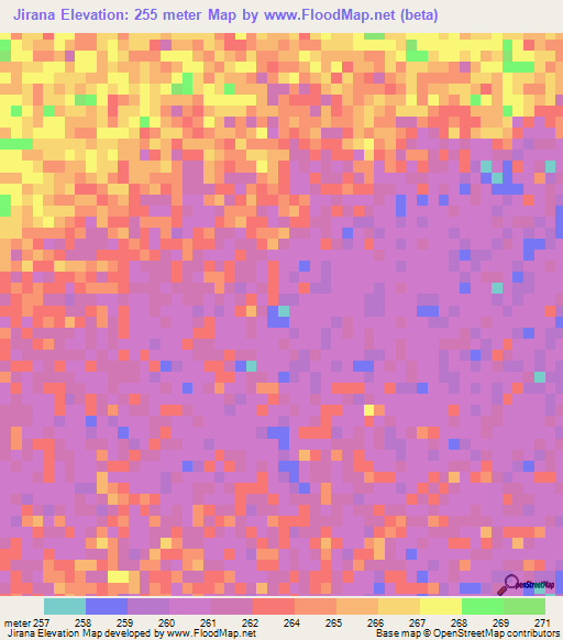 Jirana,Mauritania Elevation Map