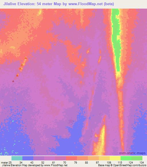 Jilalive,Mauritania Elevation Map