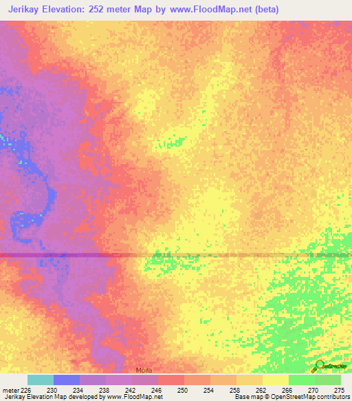 Jerikay,Mauritania Elevation Map