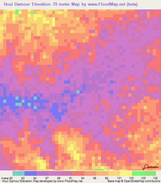 Houi Damour,Mauritania Elevation Map