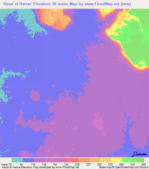 Hassi el Hamar,Mauritania Elevation Map