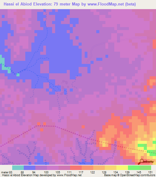 Hassi el Abiod,Mauritania Elevation Map