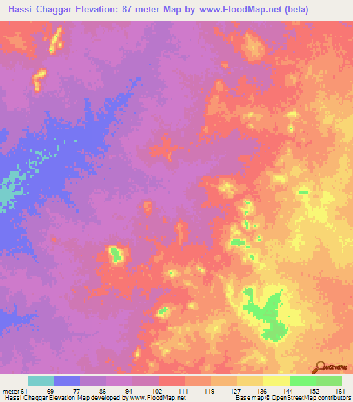 Hassi Chaggar,Mauritania Elevation Map