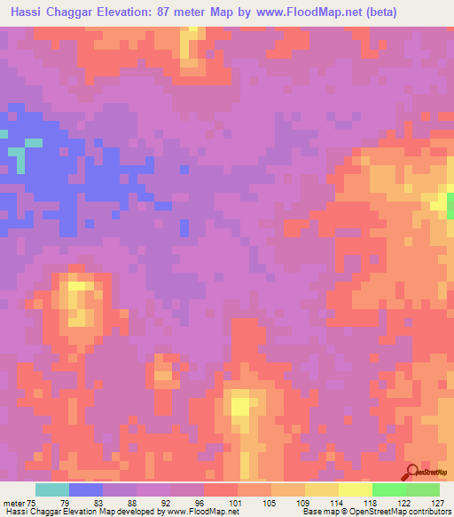 Hassi Chaggar,Mauritania Elevation Map