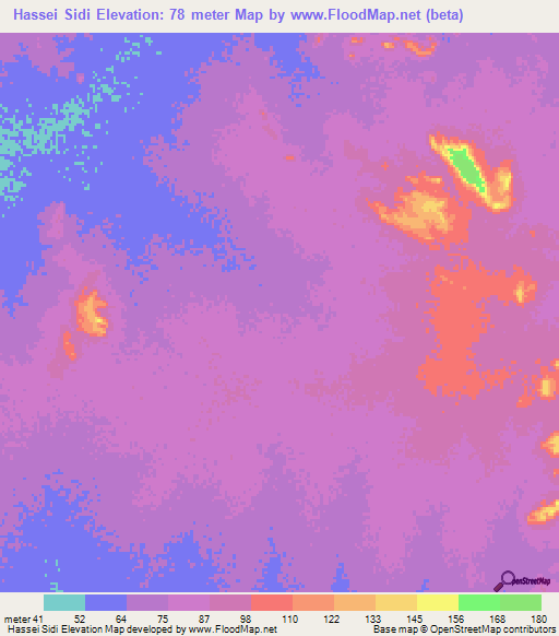 Hassei Sidi,Mauritania Elevation Map