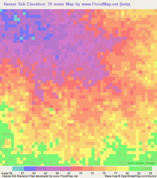 Hassei Sidi,Mauritania Elevation Map