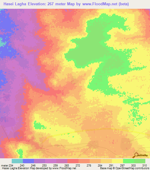Hasei Lagha,Mauritania Elevation Map