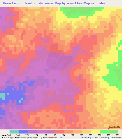 Hasei Lagha,Mauritania Elevation Map