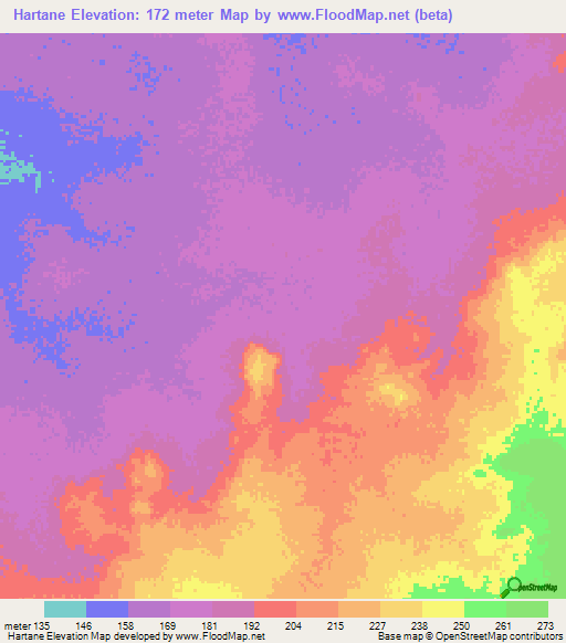 Hartane,Mauritania Elevation Map