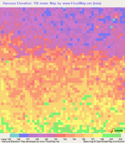 Harouna,Mauritania Elevation Map