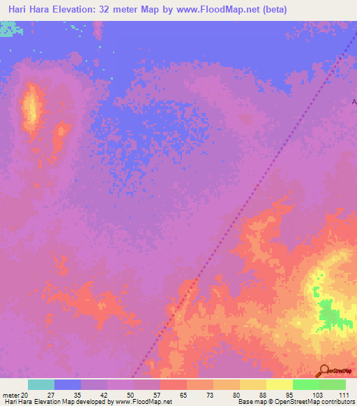Hari Hara,Mauritania Elevation Map