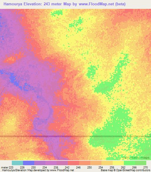 Hamourya,Mauritania Elevation Map