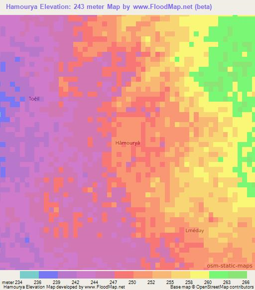 Hamourya,Mauritania Elevation Map
