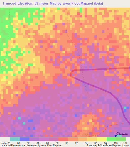 Hamoud,Mauritania Elevation Map