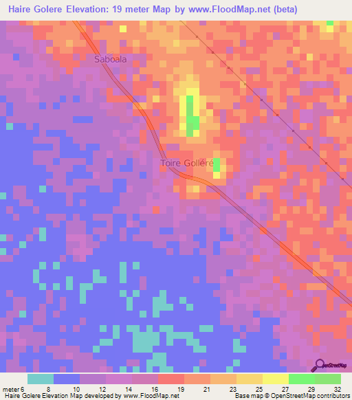 Haire Golere,Mauritania Elevation Map