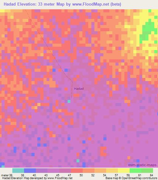 Hadad,Mauritania Elevation Map