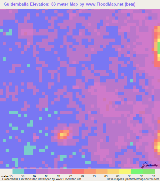 Guidemballa,Mauritania Elevation Map