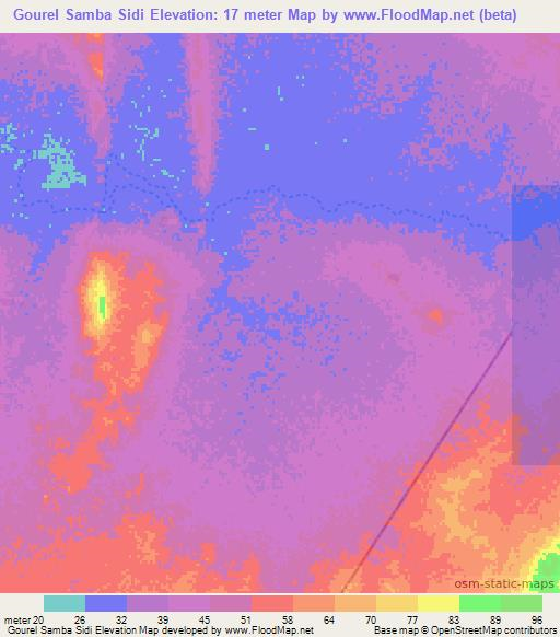Gourel Samba Sidi,Mauritania Elevation Map