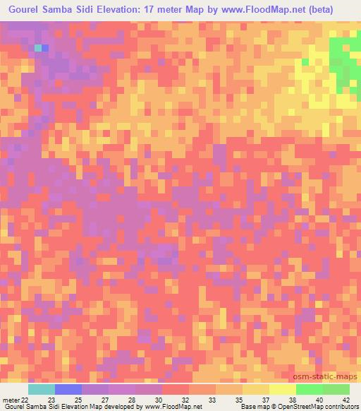 Gourel Samba Sidi,Mauritania Elevation Map