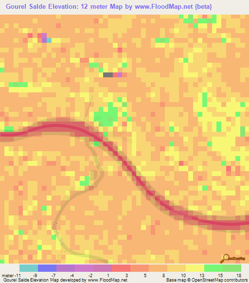 Gourel Salde,Mauritania Elevation Map