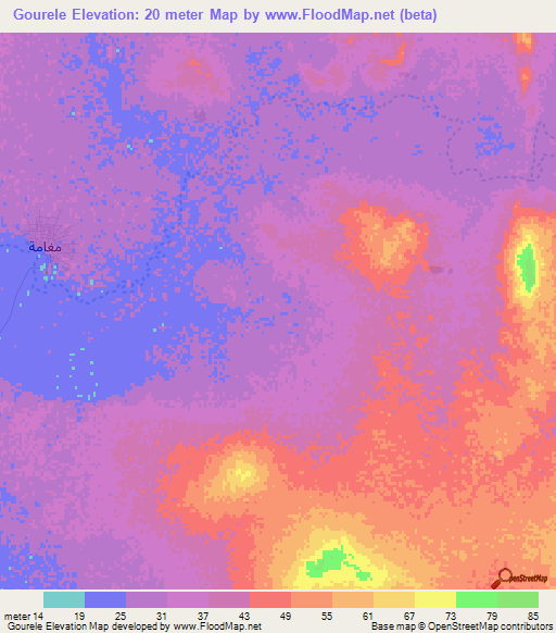 Gourele,Mauritania Elevation Map