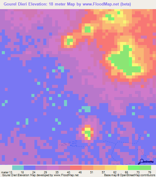 Gourel Dieri,Mauritania Elevation Map