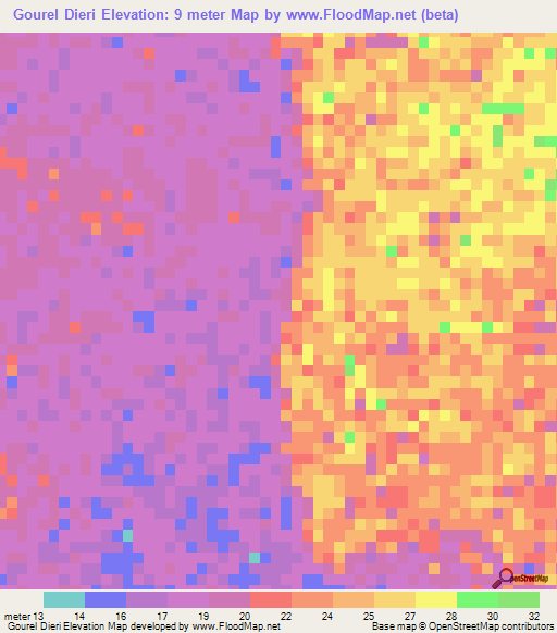 Gourel Dieri,Mauritania Elevation Map