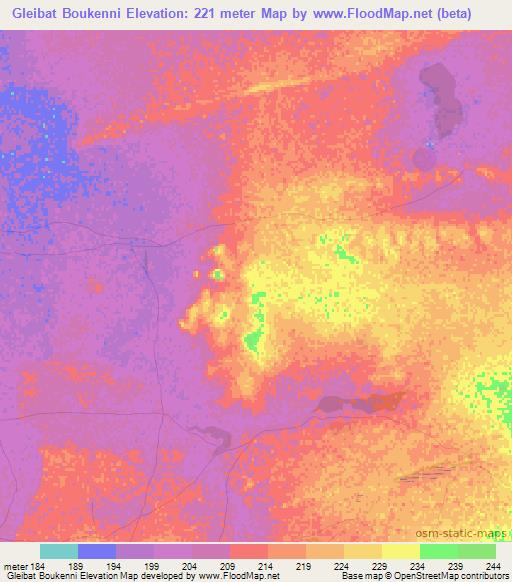 Gleibat Boukenni,Mauritania Elevation Map