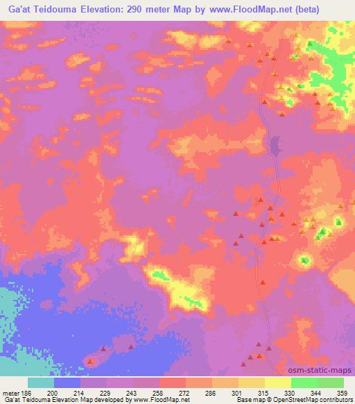 Ga'at Teidouma,Mauritania Elevation Map