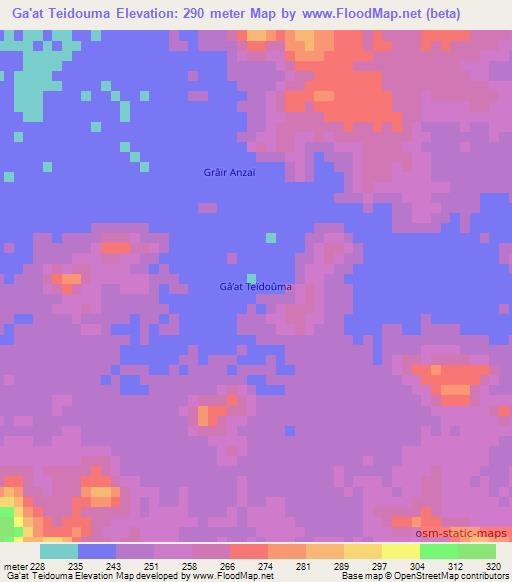 Ga'at Teidouma,Mauritania Elevation Map