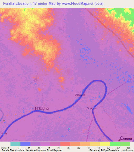 Feralla,Mauritania Elevation Map