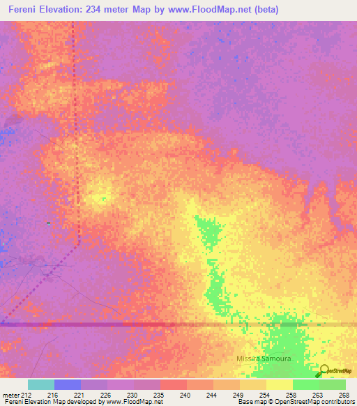 Fereni,Mauritania Elevation Map