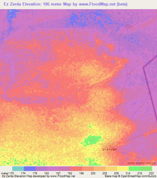 Ez Zerda,Mauritania Elevation Map
