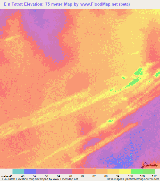 E-n-Tatrat,Mauritania Elevation Map